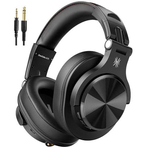 OneOdio A70 Bluetooth Over Ear Headphones, Wireless Headphones with 72H Playtime, Hi-Res, Built-in Mic, 3.5mm/6.35mm Wired Audio Jack for Studio Monitor & Mixing DJ Guitar AMP, Computer PC Gaming