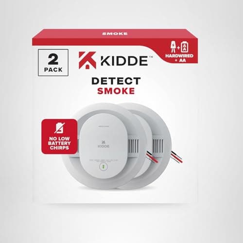 Kidde Hardwired Smoke Detector, AA Battery Backup, Interconnectable, LED Warning Light Indicators, 2 Pack 14