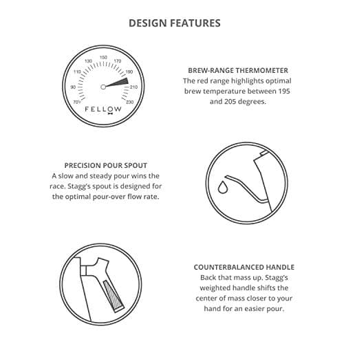 Fellow Stagg Stovetop Pour-Over Coffee and Tea Kettle - Gooseneck Teapot with Precision Pour Spout, Built-In Thermometer, Matte Black, 1 Liter 8