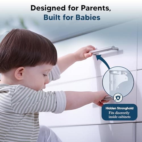 Blessimo® 12 Pack Magnetic Cabinet Locks Baby Proofing with 12 locks and 2 Keys - Child Locks For Kitchen, Cabinets and Drawers - 3M Adhesive Easy Installation 8