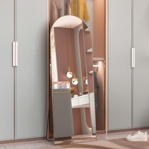 CONGUILIAO 64"x21" Full Length Mirror, Arched Floor, Full Body, Aluminum Frame Wall Mounted Dressing for Bedroom, Gold 7