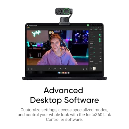 Insta360 Link 2 - PTZ 4K Webcam for PC/Mac, 1/2" Sensor, AI Tracking, HDR, AI Noise-Canceling Mic, Gesture Control for Streaming, Video Calls, Gaming, Works with Zoom, Teams, Twitch 8