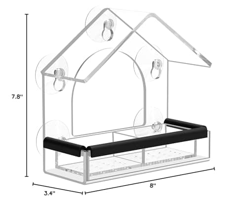 Clear Window Bird Feeder with 5 Extra Strong Suction Cups, DY-SKTY Sturdy and Durable Acrylic Birdfeeders for Viewing Wild Birds Outside, as a Bird Watching Gift, Outdoor Birdhouse Box, Garden Decor 7