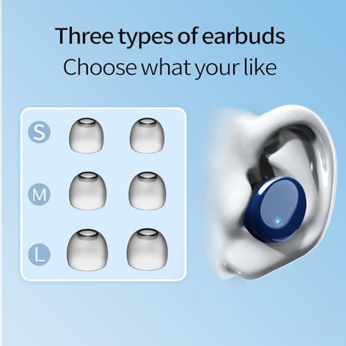 Redpepper Wireless Earbuds in-Ear Headphones Bluetooth 5.3 with Built-in Mics Deep Bass Clear Call Ultralight Headsets Up to 60H Play Time for Studying Workout Gaming Blue 5