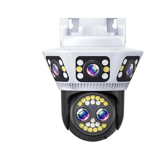 TWSYOXPR 8K 12MP WiFi Camera Outdoor Night Vision 10X Zoom Three-Screen Body Detection Two-Way Voice Security Video Surveillance IP CCTV(US Plug,8K Cam 128G SD Card)