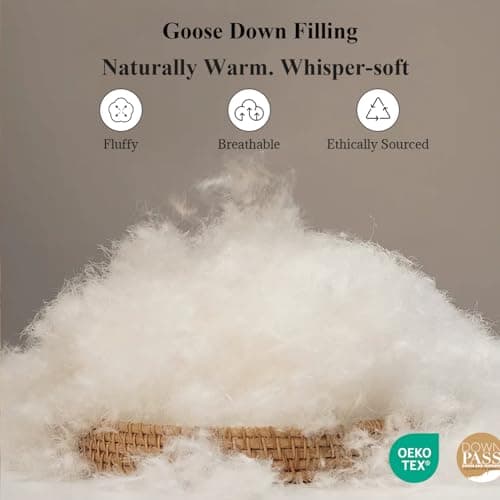 Globon Winter White Goose Down Comforter King Size,Down Duvet Insert, 800 Fill Power, 420 Thread Count,Ultra Soft Noiseless Shell with Corner Tabs, White 6