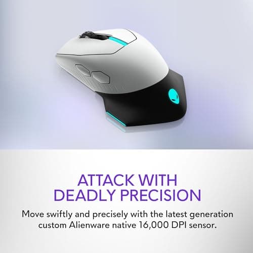 Alienware Wired/Wireless Gaming Mouse AW610M - 16000 DPI, Optical Sensor, Ambidextrous, 7 Buttons, 3-ZONE 16.8m AlienFX RGB Lighting, Edge-Free Design, Ergonomic - Lunar Light 5
