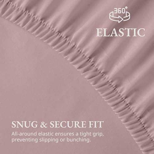 Lane Linen 100% Organic Cotton Twin Size Fitted Sheet Only (39"x75") - Super Soft 100% Cotton Twin Fitted Sheet - Lightweight & Durable Cotton Bed Sheet - Sepia Rose 5