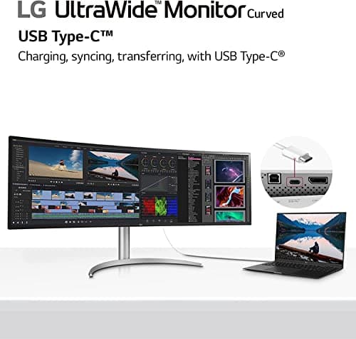 LG 49WQ95C-W 49 Inch 32:9 Curved UltraWide DQHD (5120 x 1440) Nano IPS Monitor, NVIDIA G-SYNC Compatible & AMD FreeSync Premium Pro, HDMI 2.1 & USB Type-C (90W PD), Tilt/Height/Swivel Adjustable 9