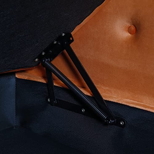 HomSof Velvet Chaise Lounge with Storage, Buttons Tufted Lounge Chair Indoor, Orange Reclining Chair Solid Wood Legs with 1 Pillow 6