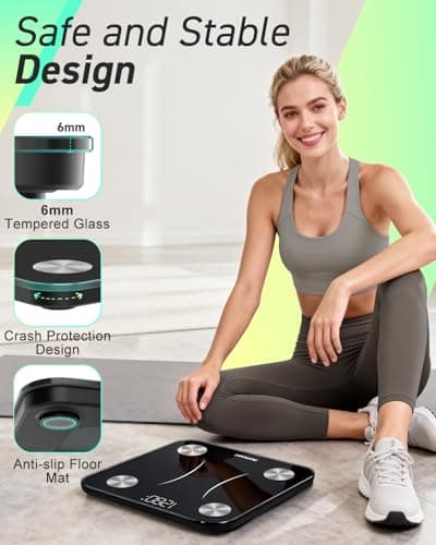 INSMART Body Fat Scale, Smart Scale for Body Weight 0.1lb High Accuracy, Digital Bathroom Weight Scale for BMI, Body Fat, Muscle 17 Body Composition Analyzer Sync with App, LED Display, 400lb, Black 7