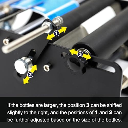 ZONEPACK Upgraded Manual Labeling Machine Label Applicator Bottle Labeler Sticker Label Printer Packing Machine with Handle for Round Glass Plastic Metal Bottle etc… 5