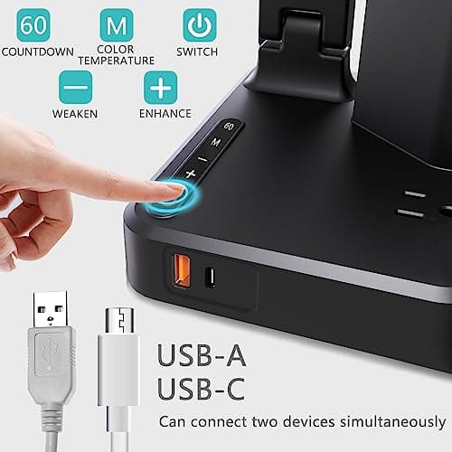 cozoo LED Desk Lamps for Home Office, Modern Dimmable Eye Caring Desk Light with USB Charging Ports AC Outlet, Pen Holder,Touch/Memory/Timer, Kids Small Table Lamp for Reading, Bedroom, Study, Craft 6