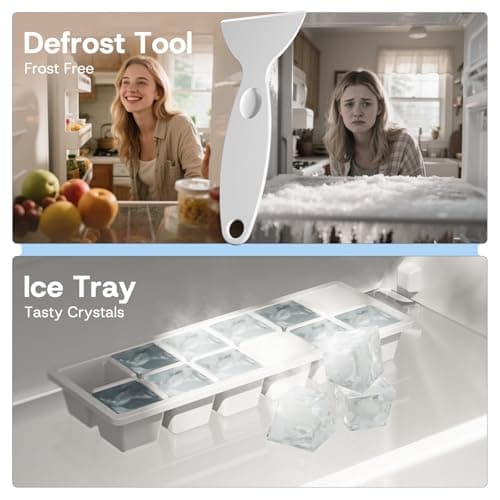 Upstreman 3.0 Cu.ft Small Mini Freezer Upright Freezer with Reversible Door, Fast Cooling, 5 Adjustable Thermostat, Stand Up Freezers with Ice Trays Defrosting Tools for Home, Dorm (White) 6