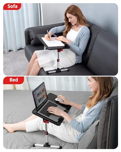 Laptop Desk Table, SAIJI Adjustable Laptop Stand, Portable Lap Desks with Foldable Legs, Notebook Standing Breakfast Tray Reading Desk for Sofa Couch Bed Floor (Black,Medium Size) 6