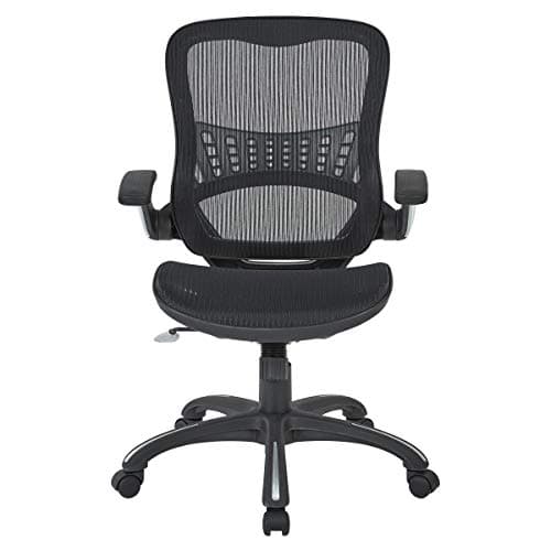 Office Star Riley Ventilated Manager's Office Desk Chair with Breathable Mesh Seat and Back, Black Base with Black 5