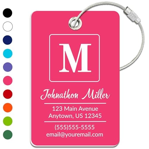 Enzo Goods Personalized Luggage Tag | Custom Luggage Tags for Suitcases | Kids Backpack Tag | 10 Color Options & Choose Font, Font Color
