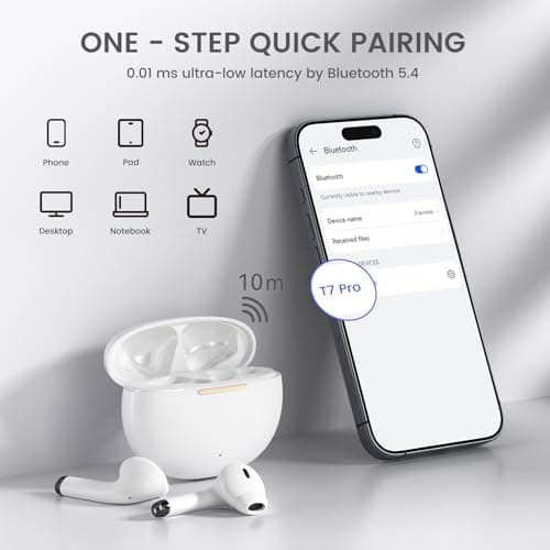 Wireless Earbuds for Samsung Galaxy S25 Ultra for iPhone 16 Pro Max Ultra Comfort True Bluetooth 5.4 Headphones Ear Buds Workout Sport in Ear Earphones, HiFi Stereo,IPX7 Waterproof, Mic 7