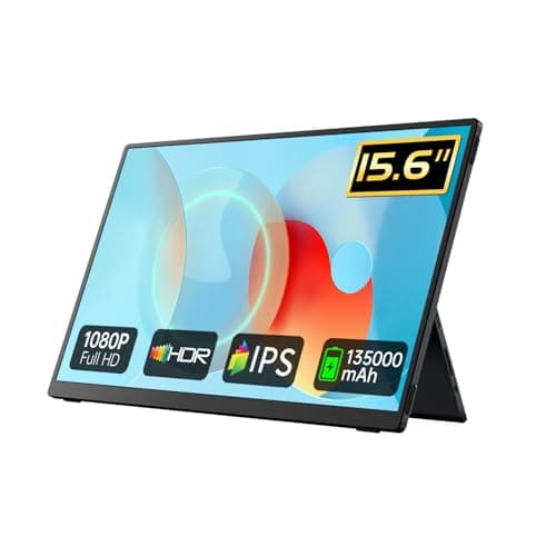 VOKENSU Portable Monitor, 15.6" FHD USB C HDMI Travel Monitor w/Builtd-in Battery 13500mAh & Kickstand & Speaker, External Screen for Laptop, Mac, Phone, Xbox, PS5/4