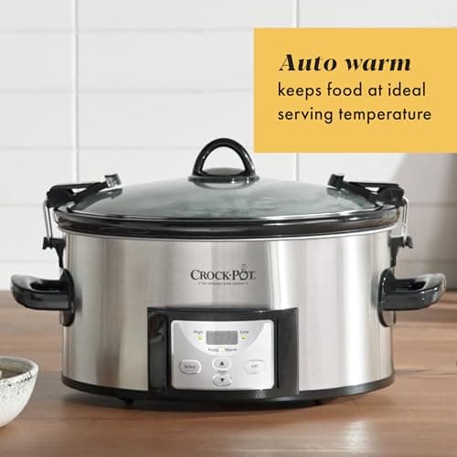 Crock-Pot 6 Quart Cook & Carry Programmable Slow Cooker with Digital Timer Stainless Steel (CPSCVC60LL-S) pack of 1 6