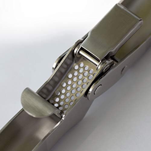 MANNKITCHEN Stainless Steel Garlic Press, Heavy Duty Professional Grade Double Lever-Assisted Garlic Mincer with High Capacity Reservoir - Easy to Clean and Rust Free Garlic Crusher 9
