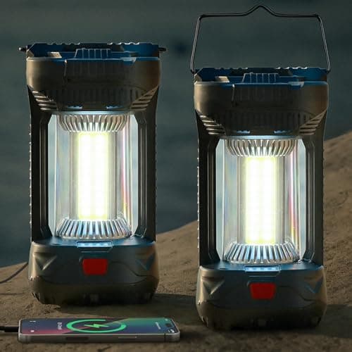 AlpsWolf Camping Lantern Rechargeable, 1000LM 4000mAh Rechargeable Lanterns 4 Light Modes LED Lantern for Camping, Hiking, Power Outages, Emergencies (2Pack-Black)