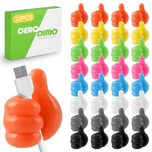 CeroDimo 32 PCS Creative Silicone Thumbs Up Wall Hook - Multi-Function Self-Adhesive Holder for Cables, Keys, Makeup Brushes, Desk Organizer - Cute Pencil Holder