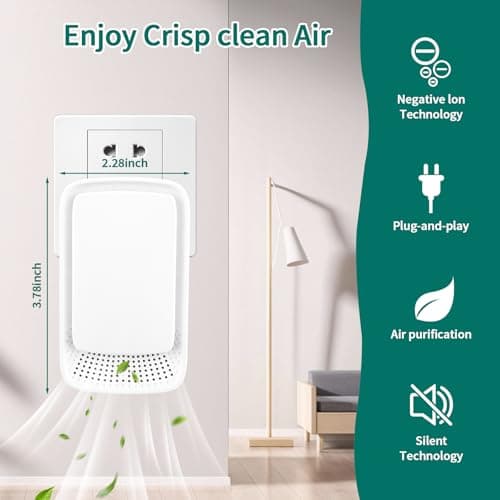 Plug-In Ionic Air Purifier (4), Home Air Ionizer, Silent Filterless Air Purifier, Silent Filterless Air Purifier for Home, Portable Negative Ion Air Freshener for Pet Odors, Dust, and Smoke. 5