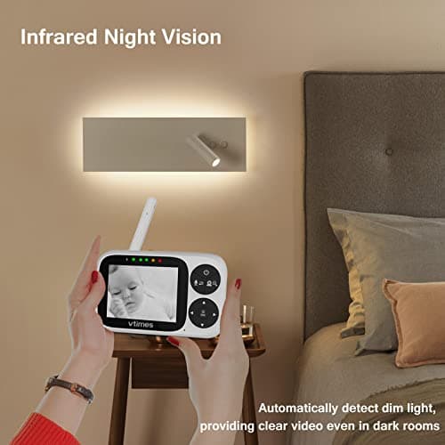 VTimes Baby Monitor with Camera and Audio, 3.2" IPS Screen Video Baby Monitor No WiFi Night Vision, Portable Baby Camera VOX Mode Pan-Tilt-Zoom Alarm and 1000ft Range, Ideal for Baby/Elderly/Pet 5