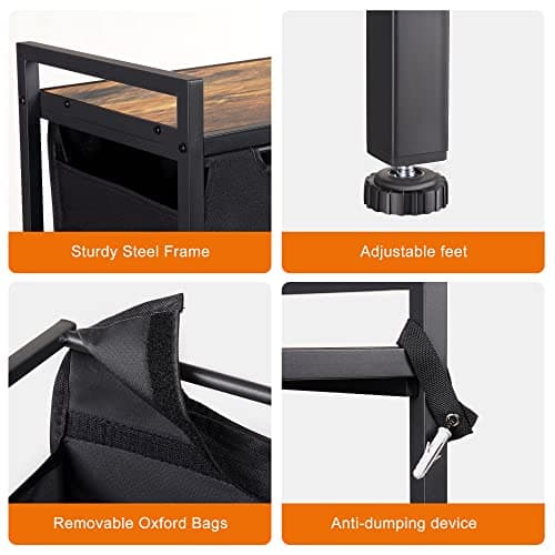 Heybly Laundry Hampers, 2 × 12.5 Gal Laundry Basket with Large Desktop Sorter for Laundry Room organization, Bathroom and Dorm Laundry Bags on Storage Shelf Rustic HLH002SR 8