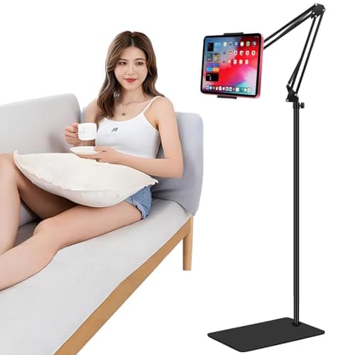 ASWINN Tablet Floor Stand, Adjustable Universal 360-degree Rotatable Metal Holder, Stand for Ipad/iPhoneX/iPad Pro or Other 4.5-12.9 Inches Devices (Black)