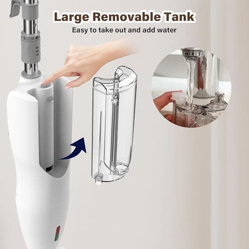 Keimi 1200W Powerful Steam Mop with 2pcs Washable Pads, 12.5oz Removable Water Tank, 30s Quick-Heating, 260℉ for Cleaning and Sanitizing Hardwood, Marble, Tile and Carpet 5