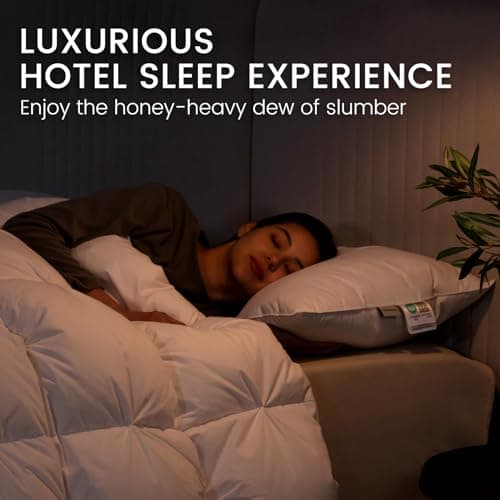 Alanzimo Goose Feather Down Pillows Queen Size Set of 2, Luxury Soft Feather Down Pillow for Sleeping, 600TC 100% Cotton Cover Hotel Collection Bed Pillows for Back, Stomach or Side Sleepers 20x28 7