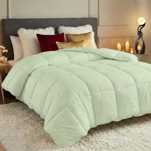 Utopia Bedding Comforters Queen Size, All Season Duvet Insert, Down Alternative Box Stitched Bed Comforter with Corner Tabs, Machine Washable (Sage Green)