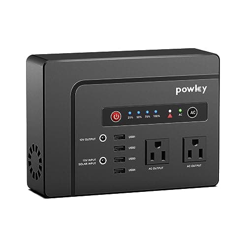 Powkey Portable Power Station 200W, 146Wh Portable Solar Generator Battery Pack with 2 Pure Sine Wave AC Outlets/4 USB A/1 DC Port, Lithium Battery Backup Power Supply for Camping Travel Outdoor Home
