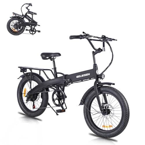 GELEISEN Folding Electric Bike for Adults, 20"×3.0 Fat Tire Electric Bicycle, 374.4Wh Battery Ebike, 20MPH Electric Cargo Bike with LCD Color Display & 6 Speed Gears (Fits for 5'0"+) (Black)