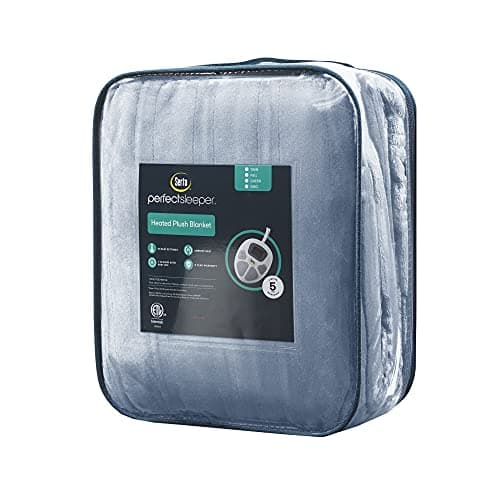 Serta Luxuriously Soft Plush Electric Blanket Fast Heating Cozy Cover, Safety Auto Shut Off Timer, Low EMF, Multi Heat Setting, ETL Certified, Machine Washable, Sea Blue King (92 in x 100 in) 8