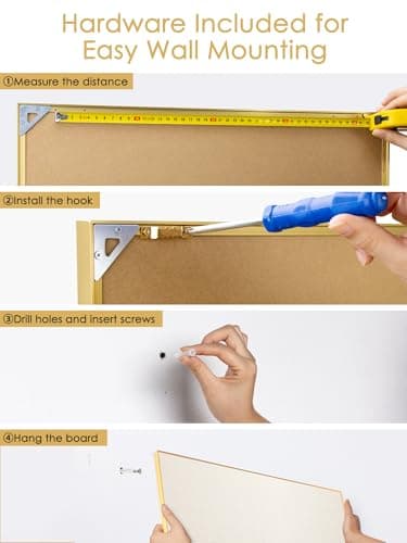 Lightomorrow Bulletin Board 30 x 20 inches, Oatmeal White Pin Board Vision Board, Golden Aluminum Framed Fabric Cork Board with 10 Push Pins 7