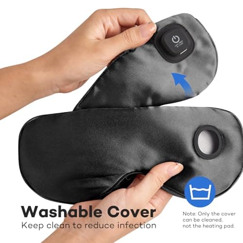 Ezona Silk Cordless Heated Eye Mask, Warm Eye Compress Mask for Dry Eyes, Washable Eye Heating Pad for Travel, Dry Eyes, Blepharitis, Sinus Migraine (Black) 6
