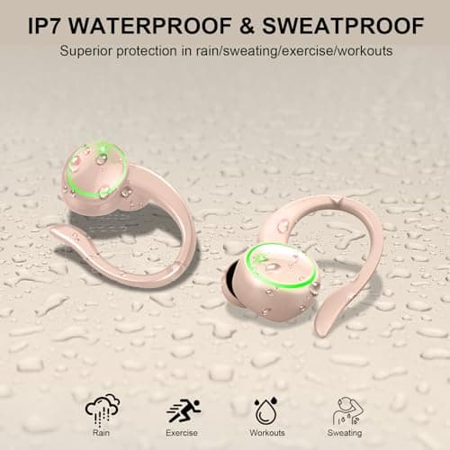 Matast Wireless Earbuds, Bluetooth 5.4 Headphones Sports, 50H Playback Over-Ear Buds with ENC Noise Cancelling Mic, Deep Bass Fitness Earphones Gym Running Workout with Earhooks, Waterproof 6