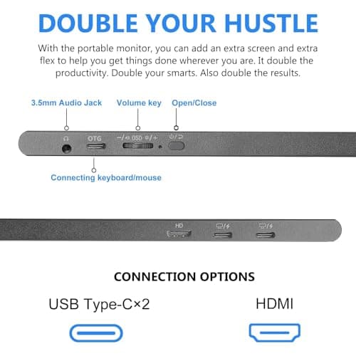 ARWOEIS 14 inch Portable Monitor FHD 1920 * 1200P, IPS USB-C HDMI, External Portable Laptop for Monitor, PC,Mac Phone,Xbox,Swich,PS,w/Premium Smart Cover 5