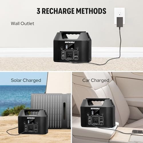 SinKeu Power Bank Station (38,400mAh), 128Wh Portable Power Station, LiFePO4 Battery, 200W Peak Solar Generator for Outdoor Camping, RV Traveling and Hurricane Emergency- Black 6