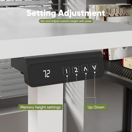 Shahoo Electric Standing Desk with Monitor Shelf, 55 x 24 Inches Height Adjustable Corner Table, Computer Workstation with Cup Holder and Hook for Home Office, White, 55x24 Inch 6