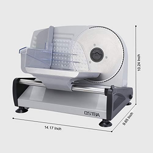 OSTBA Meat Slicer Electric Deli Food Slicer with Child Lock Protection, Removable 7.5’’ Stainless Steel Blade and Food Carriage, Adjustable Thickness Food Slicer Machine for Meat, Cheese, Bread(150W) 8