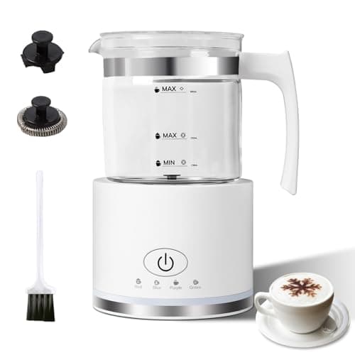 Electric Milk Frother, 4 in 1 Milk Frother and Steamer, Milk Steamer,16.9OZ/500ml Automatic Warm and Cold Foam Maker for Coffee,Latte, Cappuccino, Macchiato, Hot Chocolate, Dishwasher Safe (White)