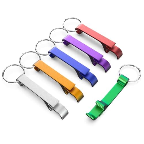 6 Pack Bottle Opener Keychain Set, Colorful Aluminum Alloy Beer Bottle Openers, Small Lightweight Keychain Opener for Beer, Soda & Can Opening, Pocket Bar Tool for Home, Camping & Parties