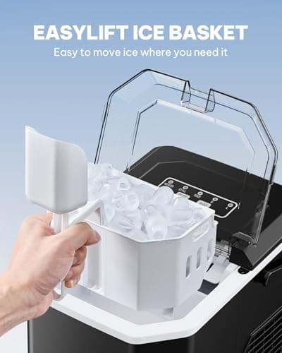 Silonn Ice Maker Countertop Machine with Handle, 26lbs in 24h, 9 Ice Cubes Ready in 6 Mins, Self-Cleaning Ice Makers with Basket and Scoop, Ideal for Home, Kitchen, Camping, RV 5