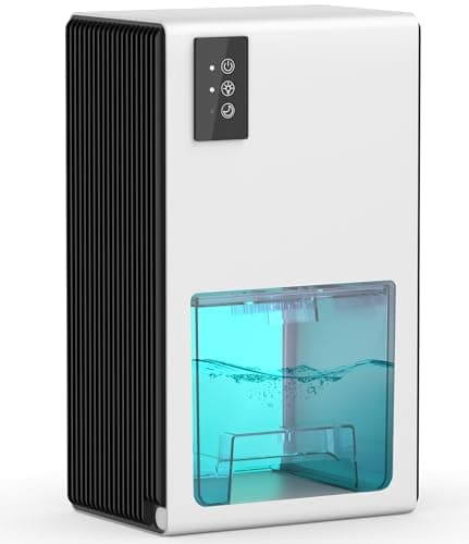 Dehumidifiers for Home, 85Oz Portable Dehumidifiers for Bedroom with Auto Shut Off, FRESHDEW Small Dehumidifiers (960 Sq.ft) with 7 Colors LED Light for Bathroom Bedroom Closet RV (White & Black)