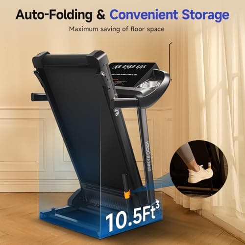 YPOO Treadmills for Home Use, Walking Pad Treadmill with Incline, Auto Foldable Treadmills for Home, 8.0 MPH Running Treadmill with Bluetooth Enabled, 300 lbs User Capacity 7