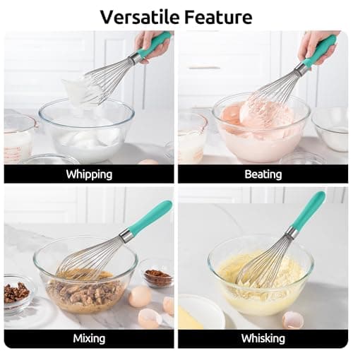 U-Taste Balloon Whisk for Cooking: 18/10 Stainless Steel Kitchen Wire Whisk, 12in Large Heavy Duty Egg Beater, Manual Mixing Tool with 12 High Flex Wires for Stirring, Blending Sauce (Aqua Sky) 9